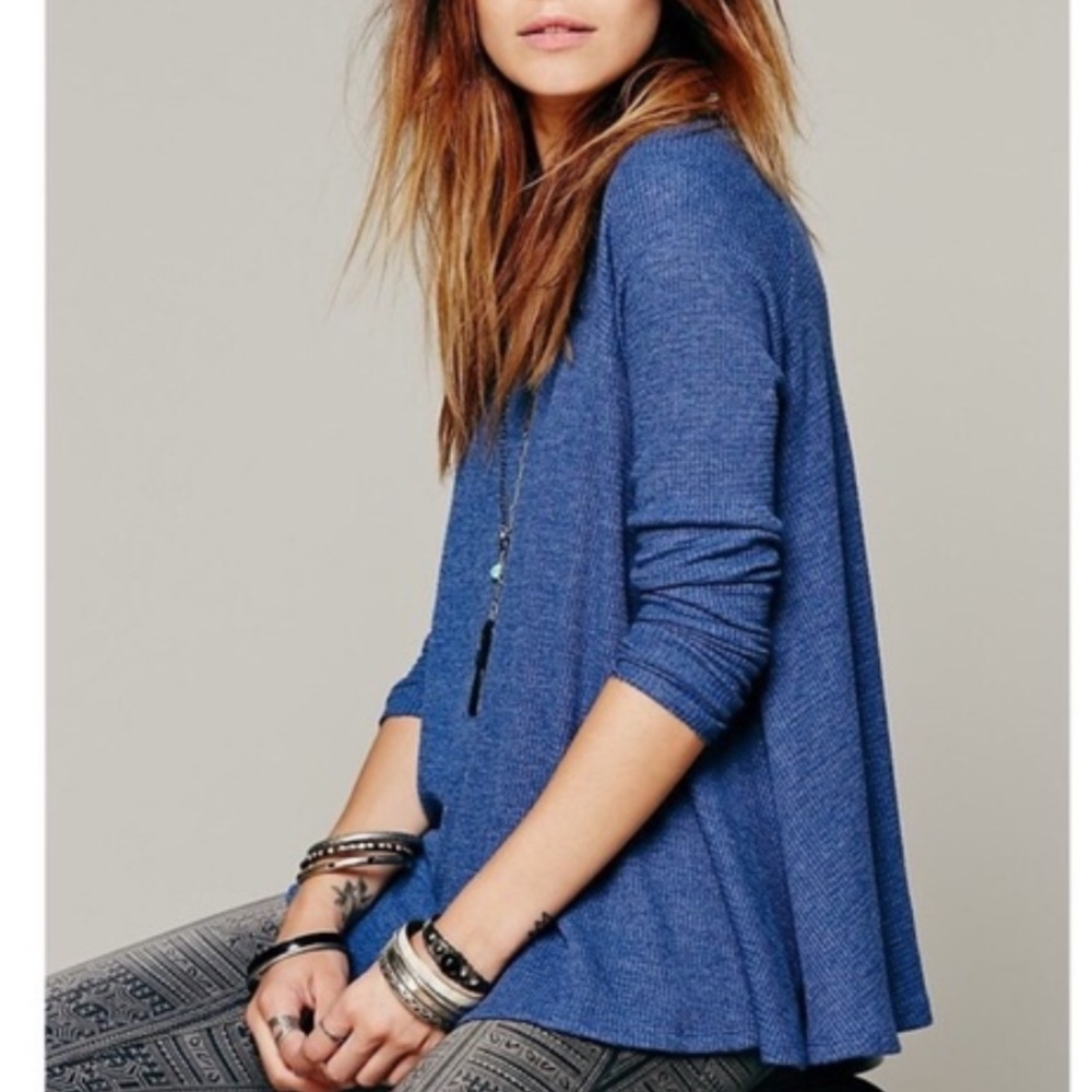 Free People “We The Free” Blue Thermal Knit Shirt